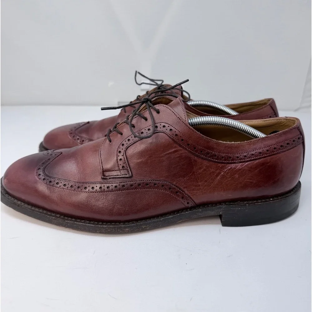 Johnston & Murphy Aristocraft Mens 12 D Burgundy Leather Wingtip Oxford 15-1036
